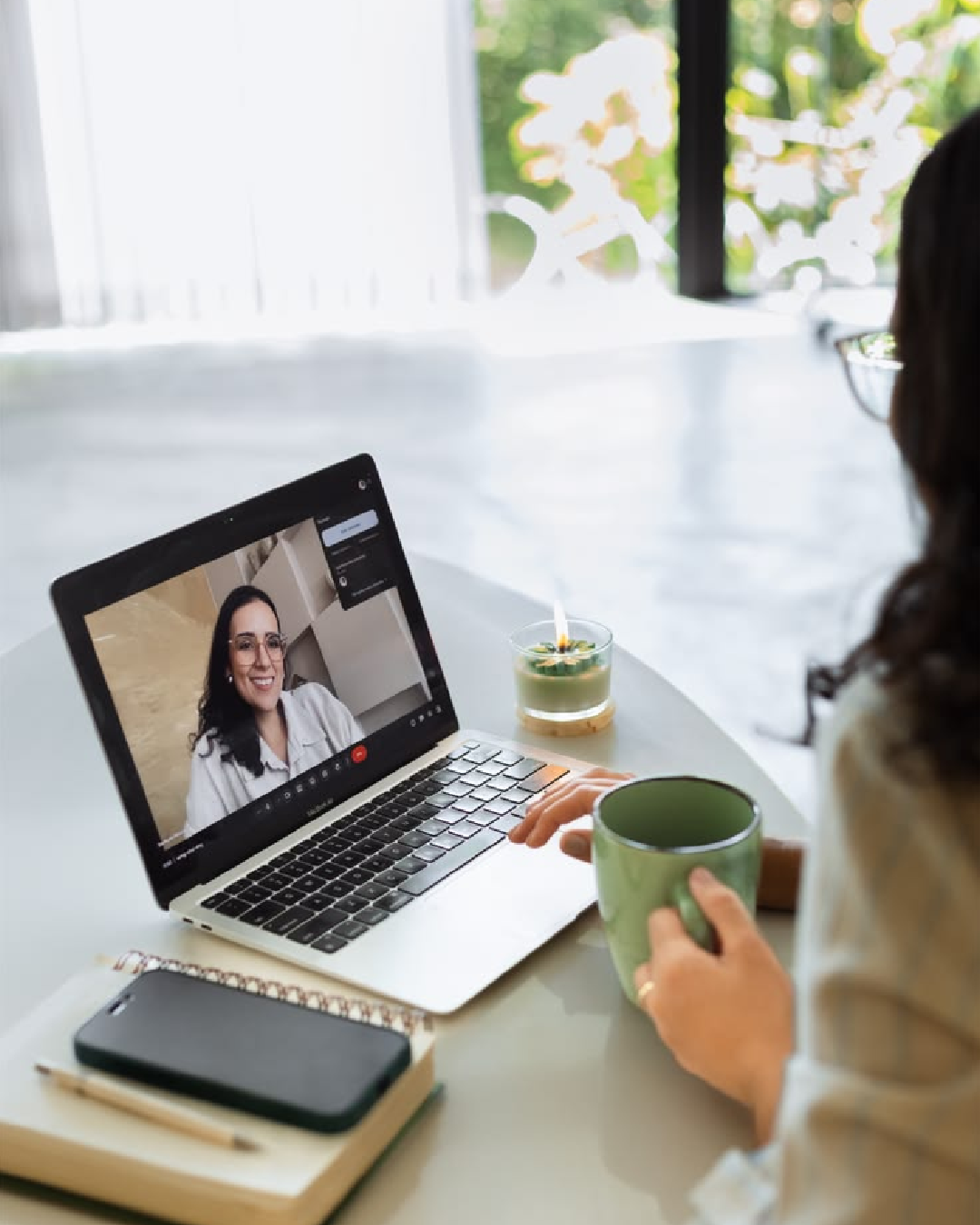 Patient on a Green Cap telehealth video visit