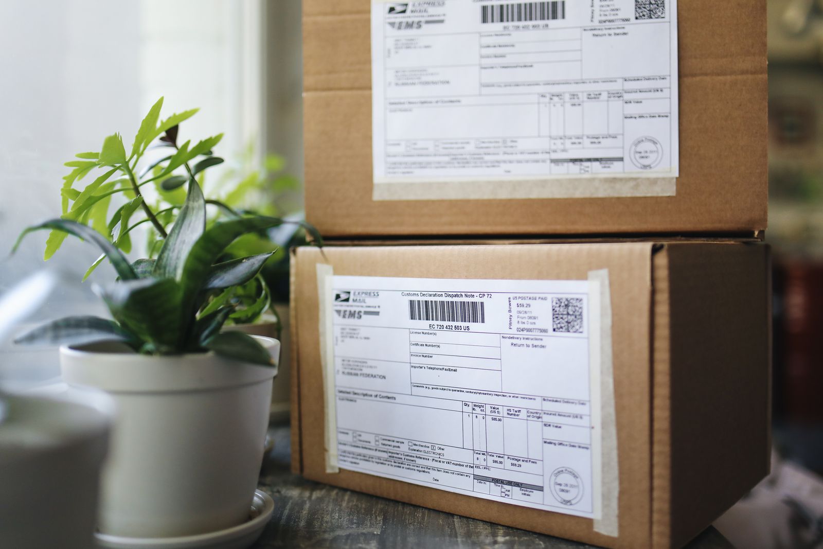 Discreet delivery package on a doorstep