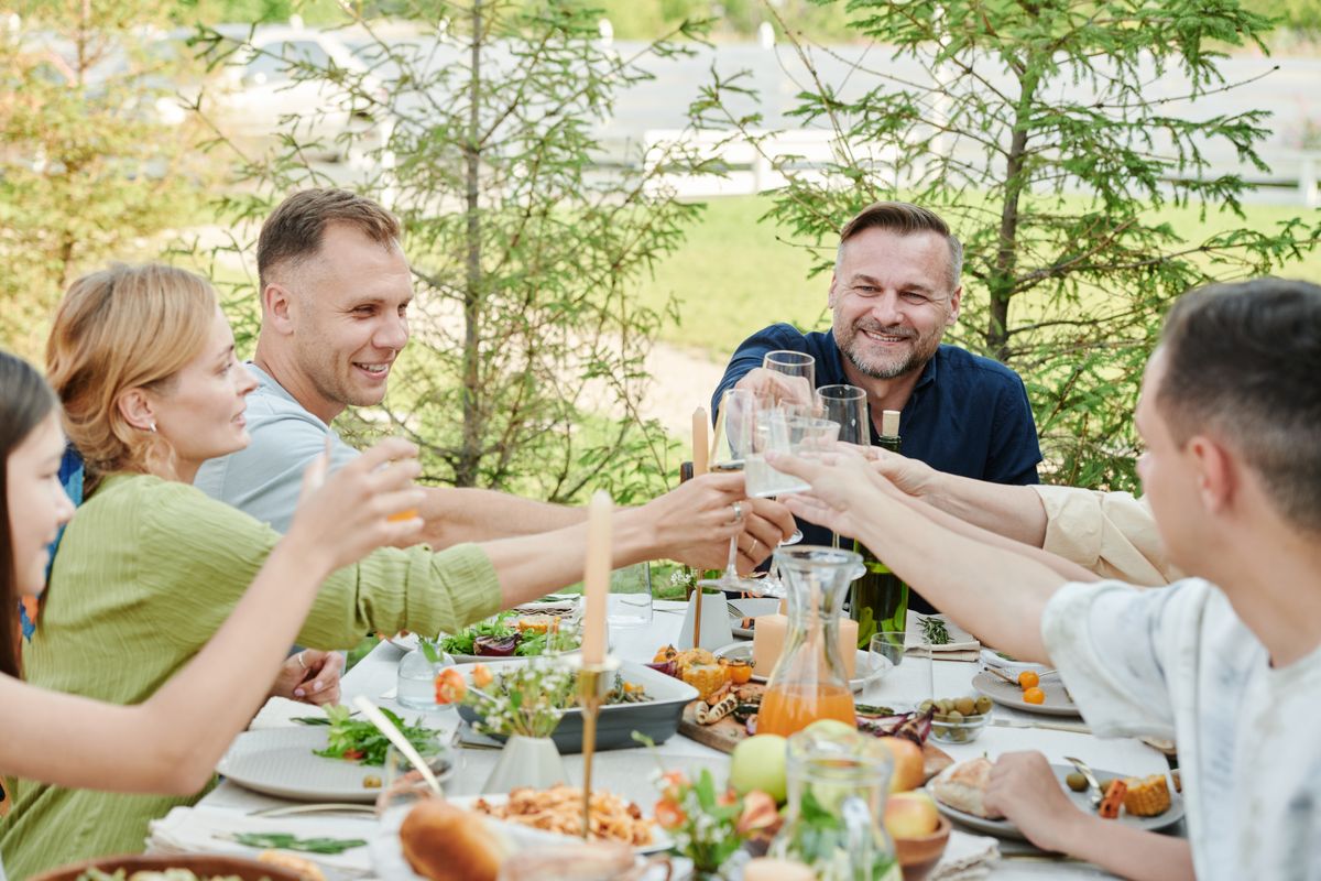 Friends sharing an outdoor meal